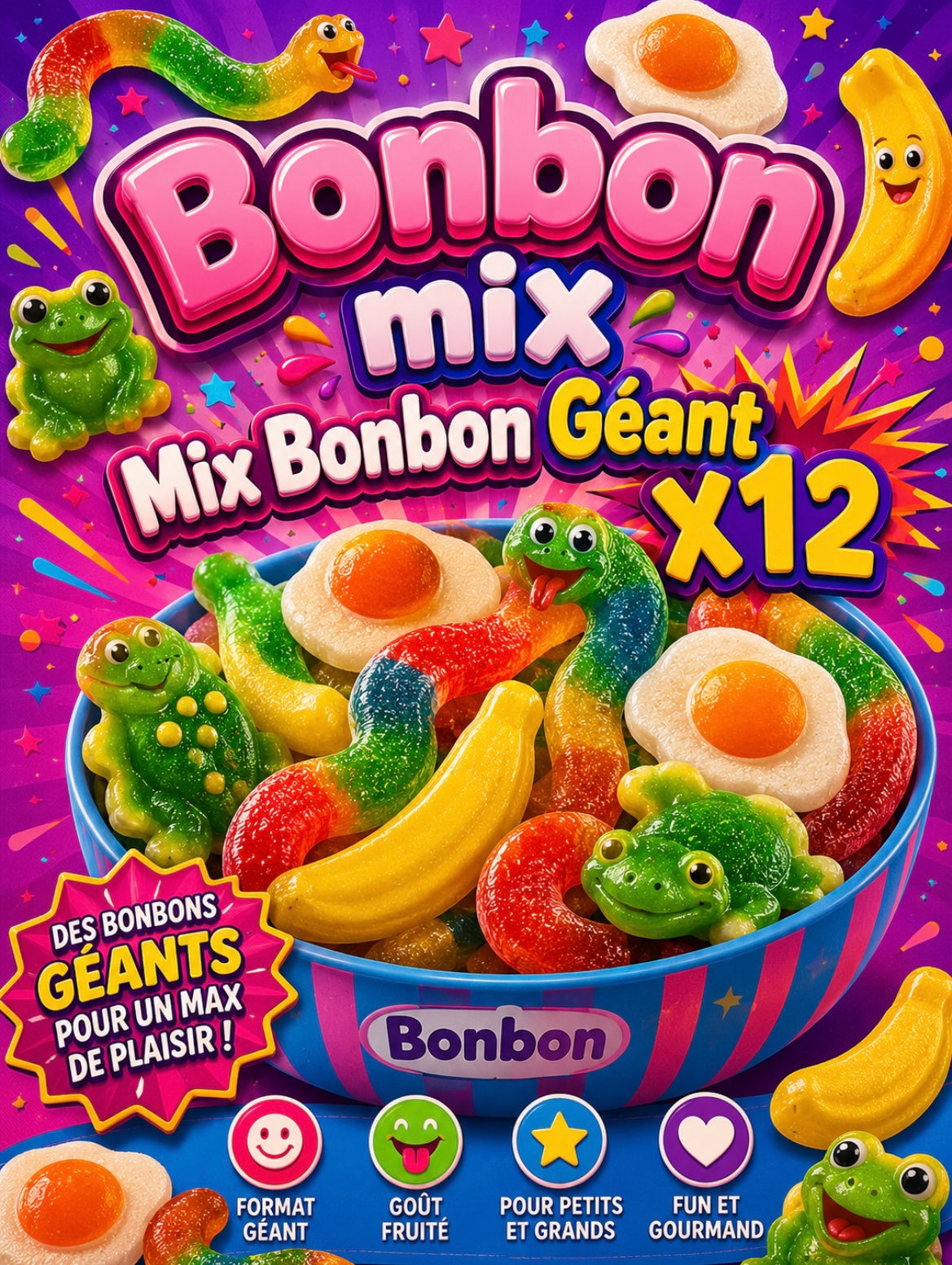 Mix bonbon géant ( 12 bonbons )